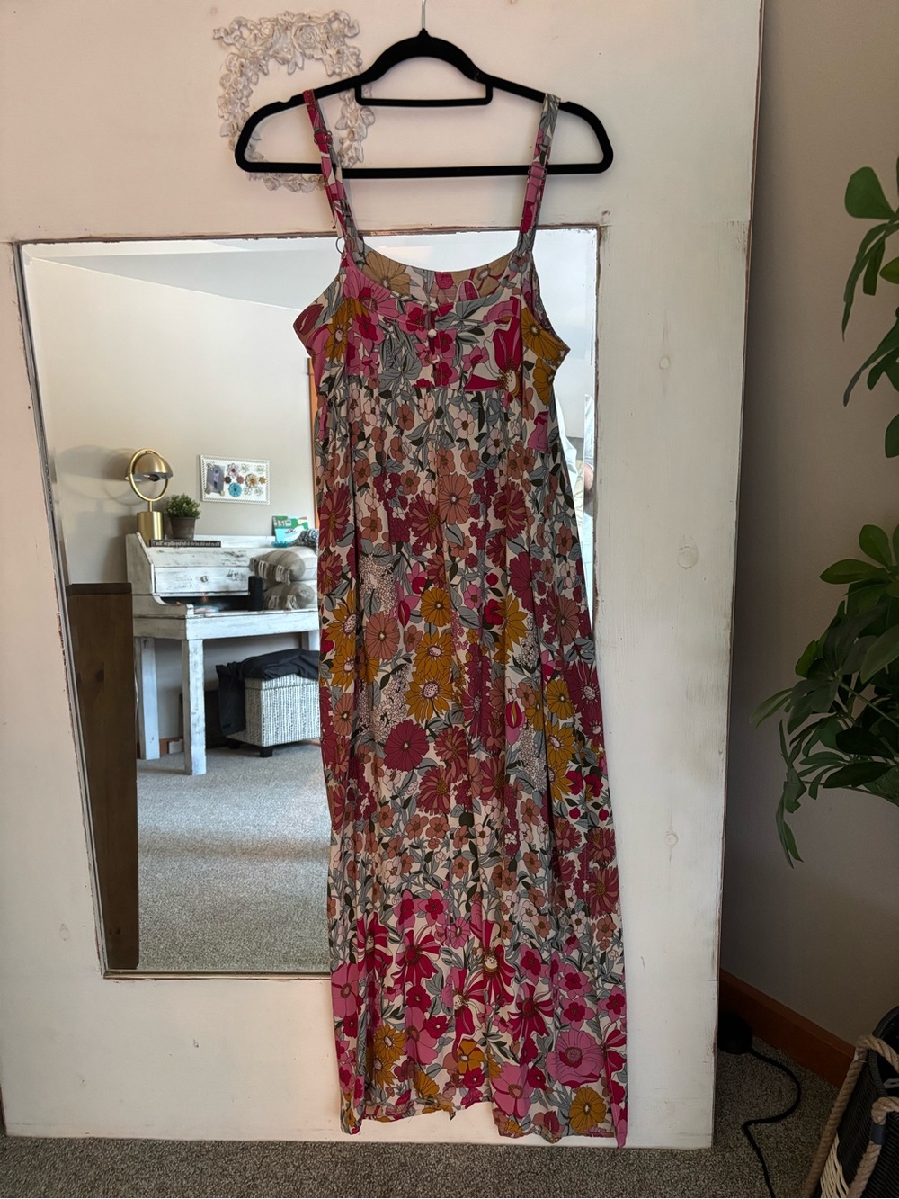 NATURAL LIFE Pink & Mustard Floral Tiered Maxi Sundress - Picture 3 of 10